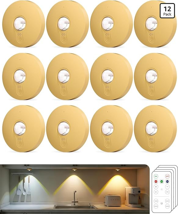 Rechargeable Puck Lights With Remote Control, 1500mAh Battery Operated Tap Lights, Dimmer & Timer... | Amazon (US)