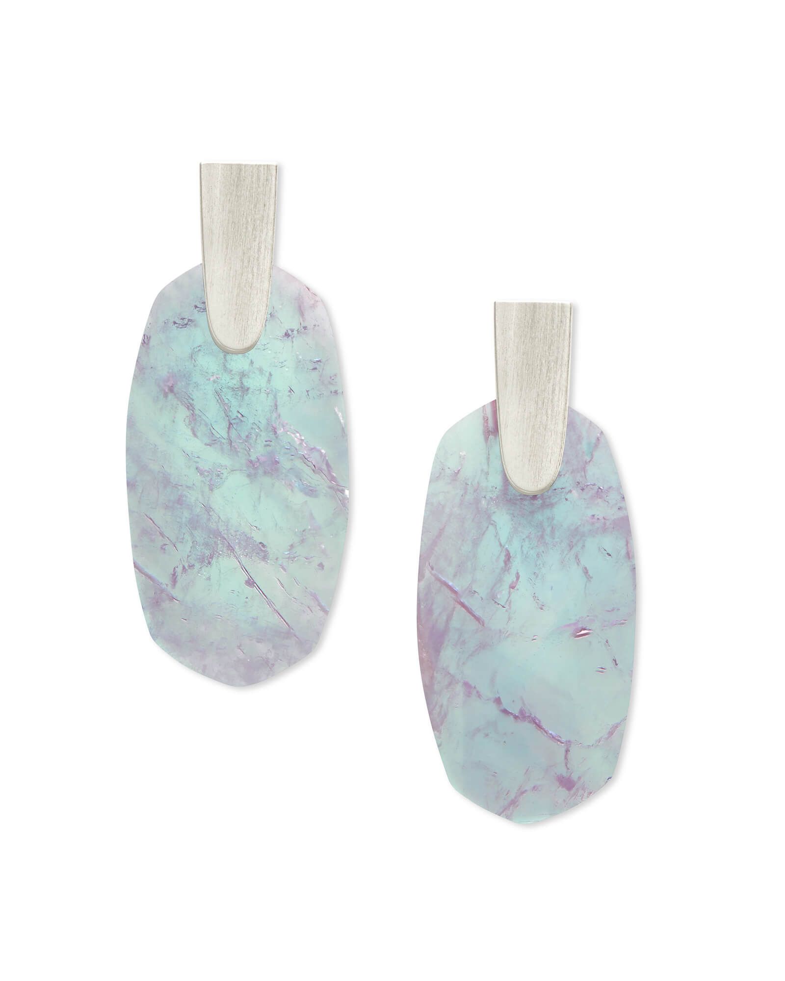 Aragon Silver Drop Earrings in Amethyst Dichroic Glass | Kendra Scott