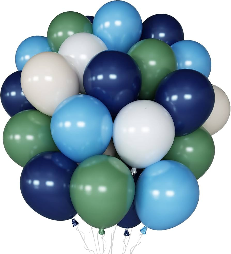 Balloons Green and Navy Blue, 60Pcs 12 Inch Latex Balloons | Amazon (US)