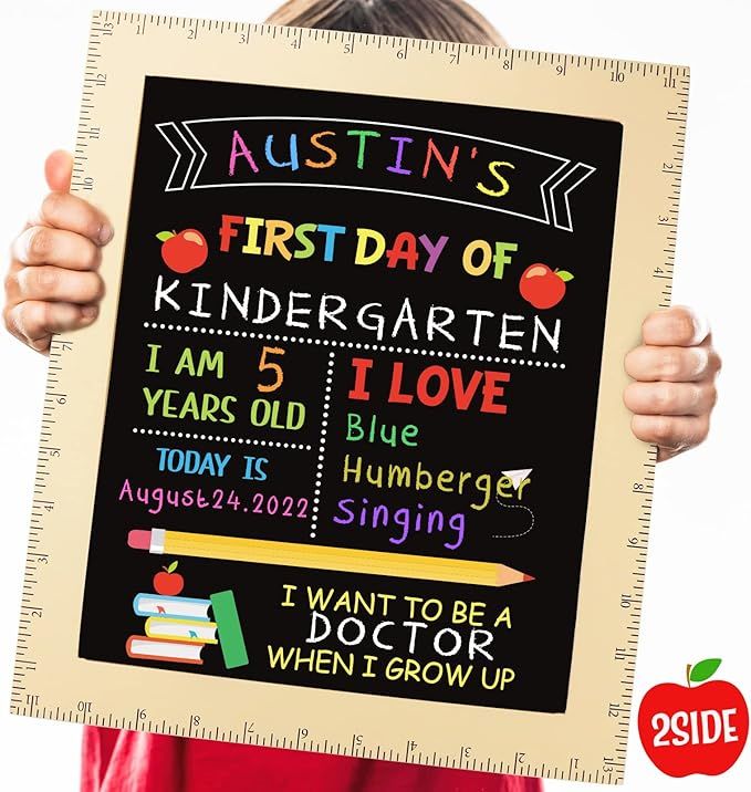 Amazon.com: First and Last Day of School Board - First Day of School Sign with Wooden Ruler Frame... | Amazon (US)