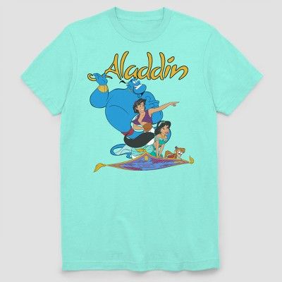 Men's Disney Aladdin Flying Buddies Short Sleeve Graphic T-Shirt - Mint | Target