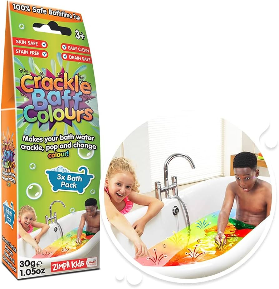 Crackle Baff Colours from Zimpli Kids, 3 Bath Pack, Magically makes your water Crackle, Pop & Cha... | Amazon (UK)