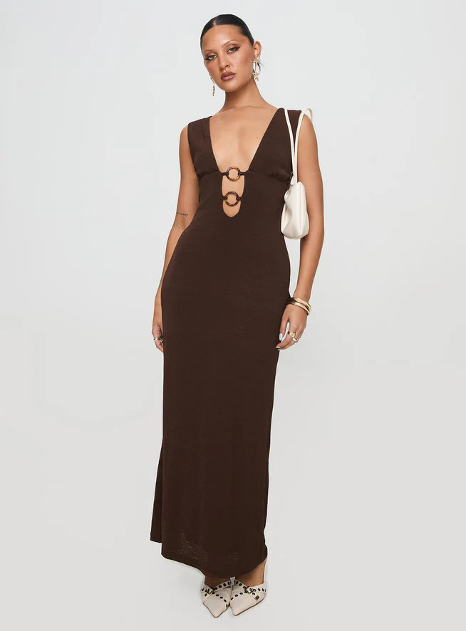 Steward Maxi Dress Chocolate | Princess Polly US