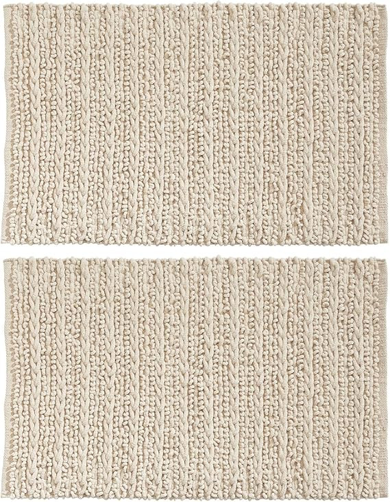 mDesign Cotton Non-Slip Soft Bathroom Rug, Absorbent Bath Mat - Water Plush for Bathroom Floor, B... | Amazon (US)
