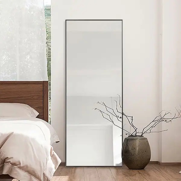Modern Aluminum Alloy Thin Framed Full Length Floor Mirror - 71x24x1 - Black | Bed Bath & Beyond