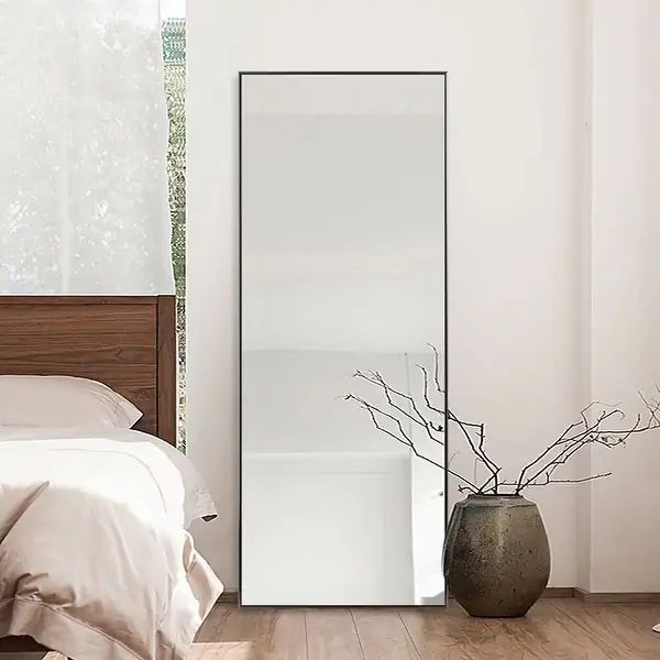 Modern Aluminum Alloy Thin Framed Full Length Floor Mirror - 71x24x1 - Black | Bed Bath & Beyond