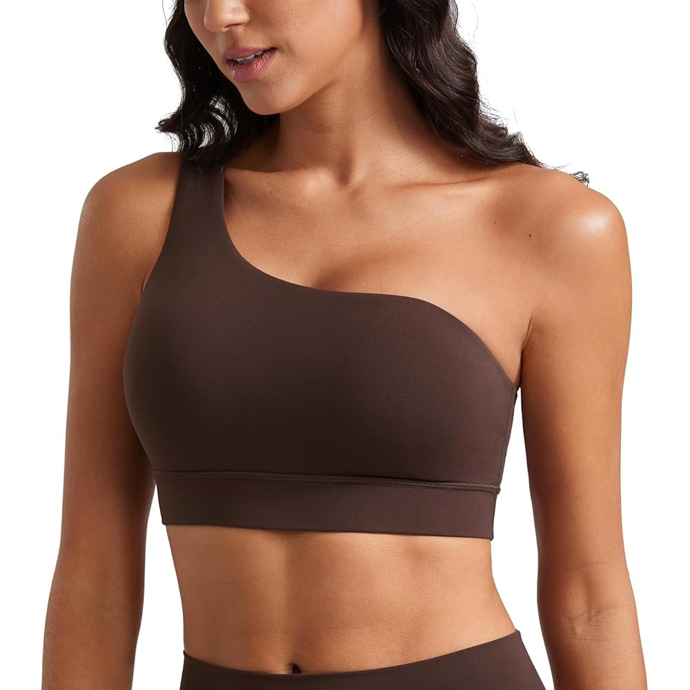 CRZ YOGA Butterluxe Womens One Shoulder Sports Bra - Sleeveless One Strap Low Impact Asymmetrical... | Amazon (US)
