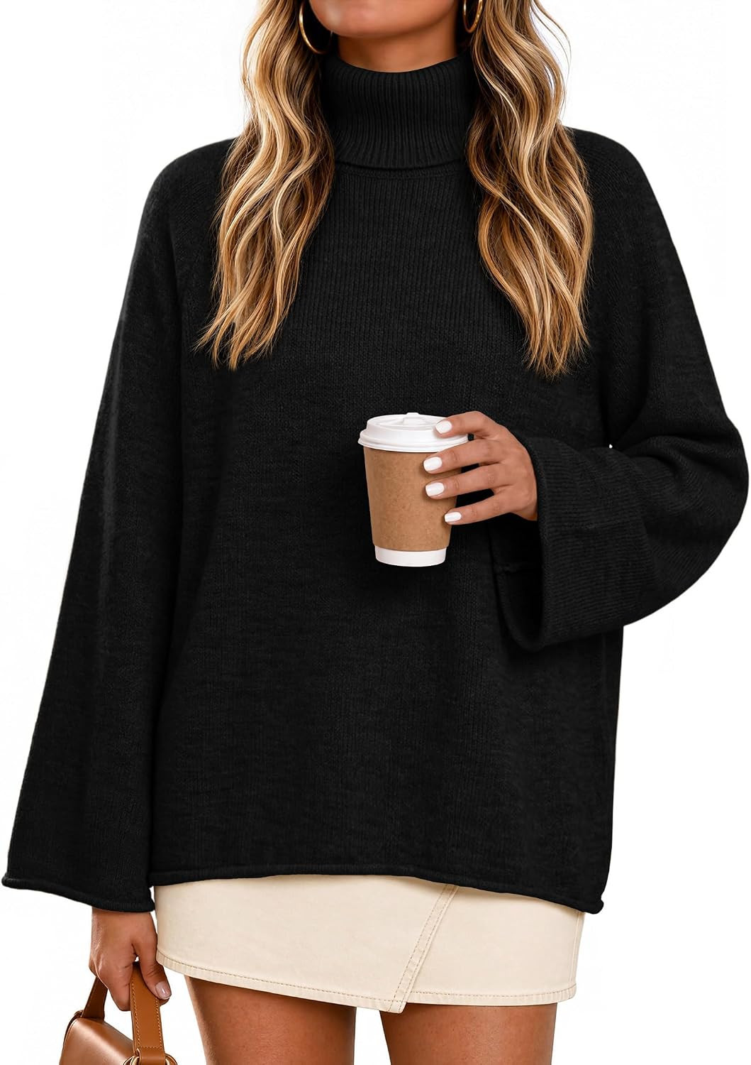 MEROKEETY Sweaters for Women Fall Winter Turtleneck Oversize Knit Tops | Amazon (US)