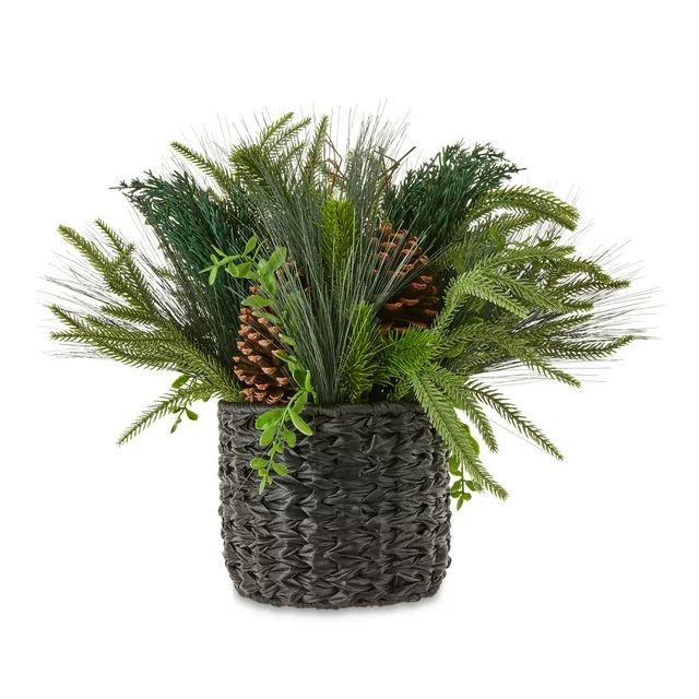Greenery Black Basket, 16 in, by Holiday Time | Walmart (US)