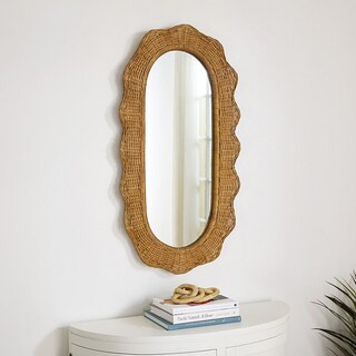 Oval Scalloped Mirror with Natural Rattan & Glass | Ballard Designs, Inc.
