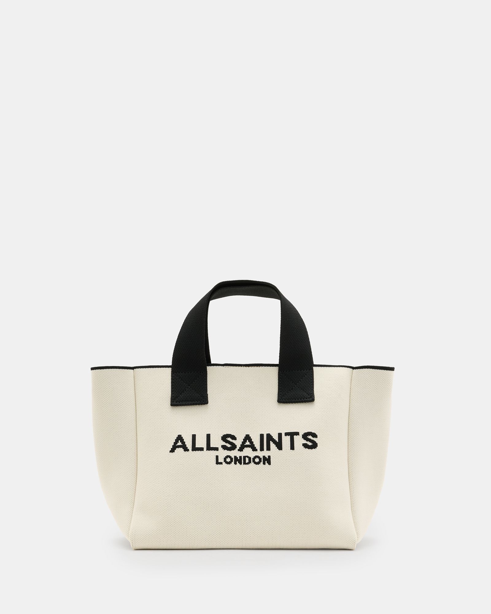 Izzy Logo Print Knitted Mini Tote Bag DESERT WHITE | ALLSAINTS US | AllSaints US