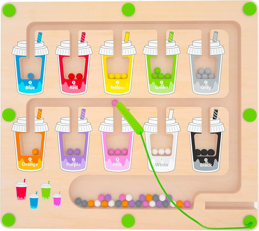 MTYOKILN Magnetic Color and Number Maze, Montessori Wooden Magnet Puzzle Game Board for Toddlers,... | Amazon (US)