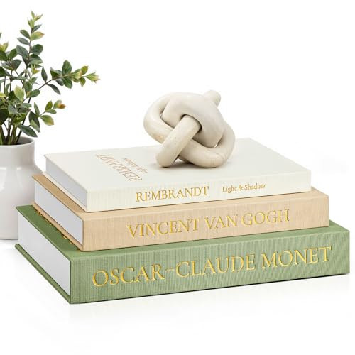 JARLINK Aesthetic Decorative Books, Set of 3 Linen Faux Books for Coffee Table, Bookshelf or Mantle Decor, Stylish Book Storage Boxes for Home Decor, Photo Organization, and Keepsake Storage,Sage | Amazon (US)