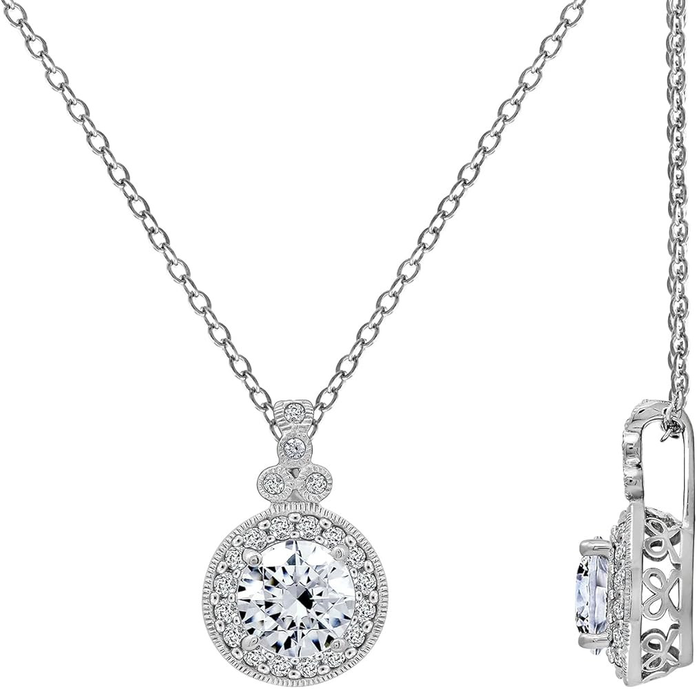 Amazon Essentials Platinum-Plated Sterling Silver Infinite Elements Zirconia Round-Cut Antique Pe... | Amazon (US)