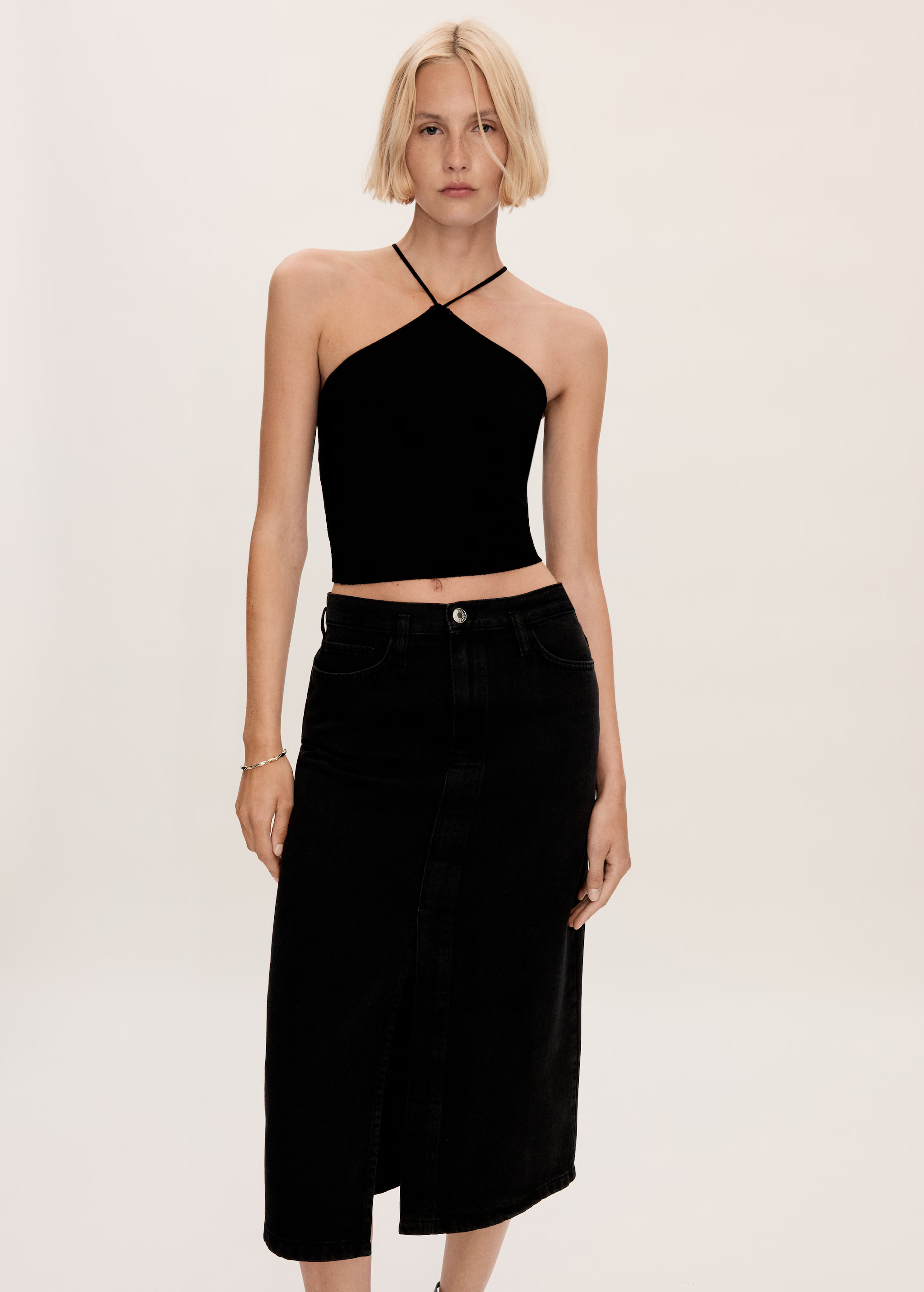 Slit denim skirt - Women | MANGO USA | Mango (US/MX/AU)