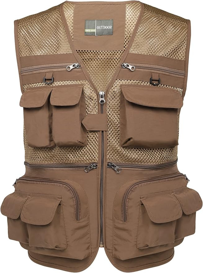 Flygo Mens Summer Outdoor Work Safari Fishing Travel Photo Vest with Pockets | Amazon (US)