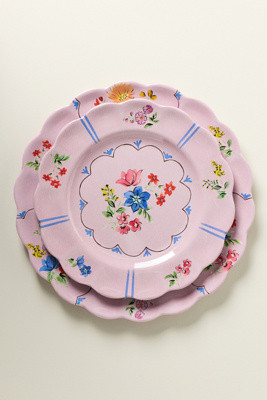 Annette Floral Melamine Dessert Plates, Set of 4 | Anthropologie (US)