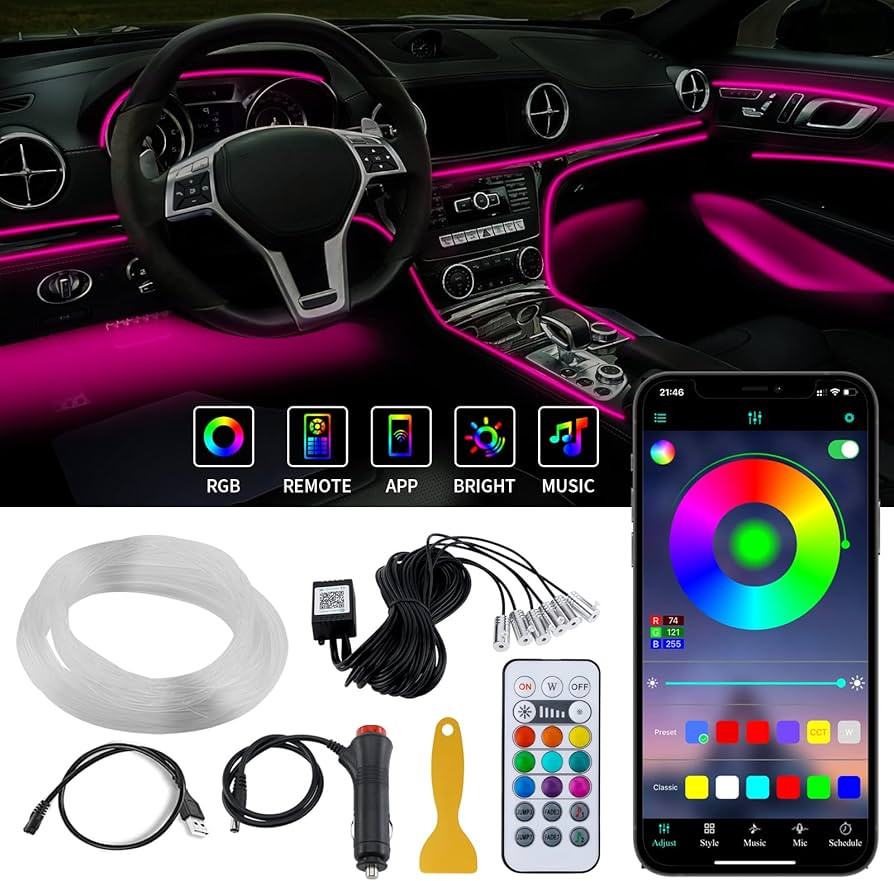 ATREPIN Car LED Interior Strip Lights,RGB 16 Million Colors 6 in 1 Change with The Music, 315" Fi... | Amazon (US)