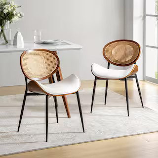JAYDEN CREATION Pablo Beige 20.75 in. W Modern Dining Chair with Rattan Woven Back (Set of 2) Z6O... | The Home Depot