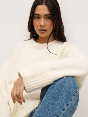 Camille Oversized Borg Jumper - Cream | Pretty Lavish (UK)