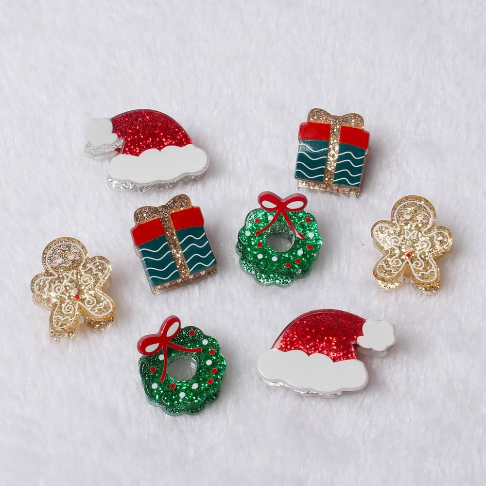 8pk Mini Christmas Claw Clips for Girls Cute Santa Hat Present Gingerbread Men Wreaths Hair Clips... | Amazon (US)