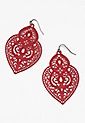 Red Laser Cut Out Drop Earrings | Maurices