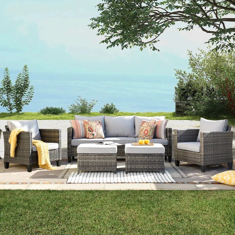 Dzion 5 Piece Rattan Sofa Seating Group with Cushions | Wayfair Professional