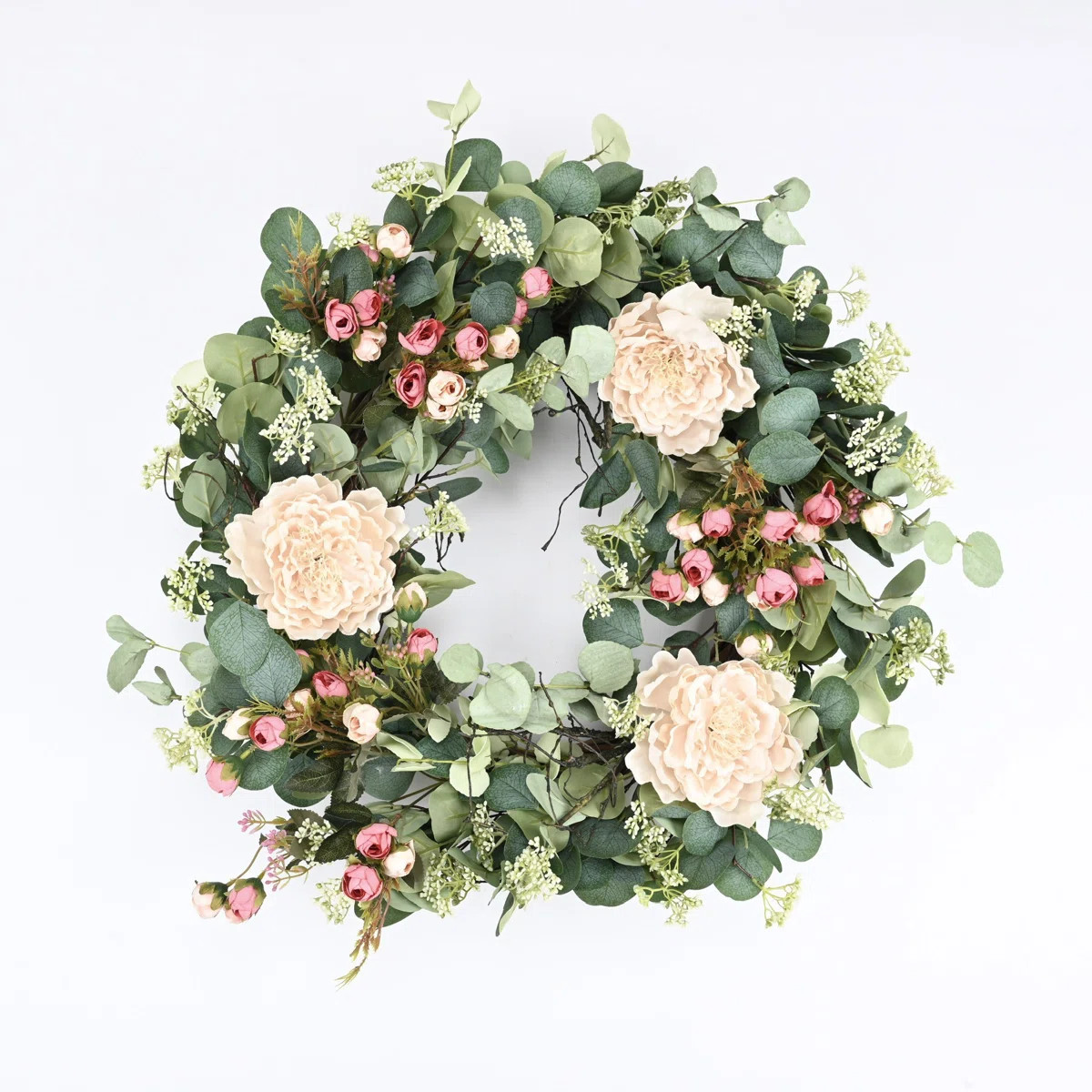 26"  Spring Summer Eucalyptus Berry Floral Wreath | Wayfair North America