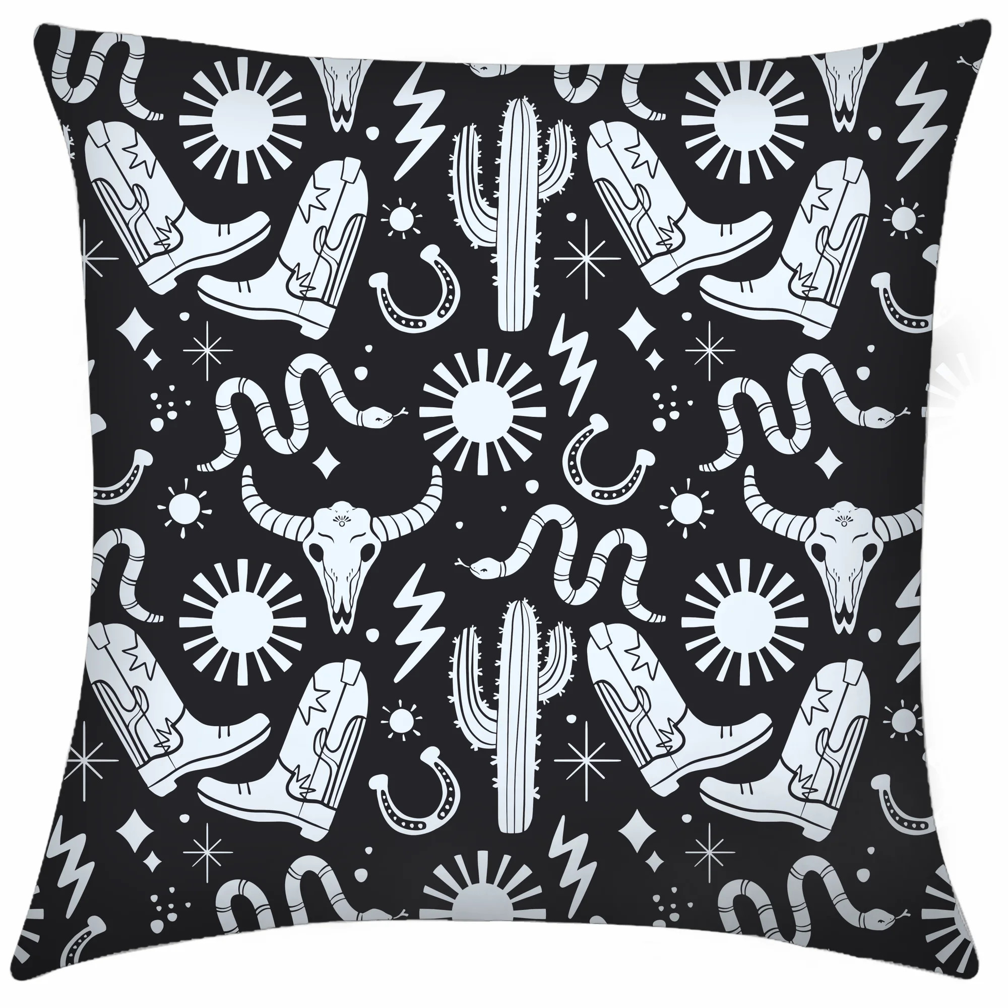 Mainstays Texas Black White Icons Reversible Outdoor Throw Pillow 16 Inch Multicolour Novelty - W... | Walmart (US)