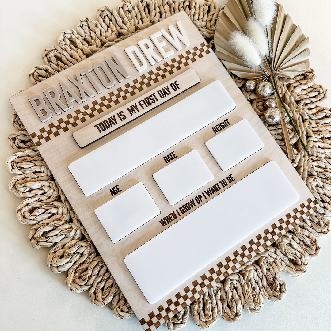 Checkered Wooden First Day of School Signfirst Last Day of School Reusable Board - Etsy | Etsy (US)