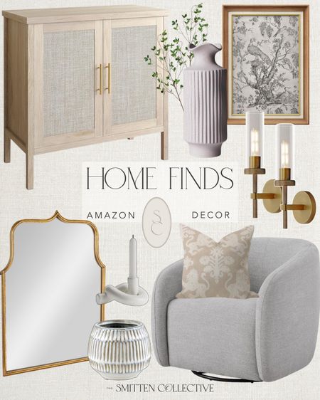 Amazon home finds include vase, faux greenery stems, small cabinet, wall art, sconces, accent chair, pillow, planter, candle stick holder, mirror.

Home decor, home accents, Amazon finds, home finds, looks for less

#LTKstyletip #LTKhome #LTKfindsunder100