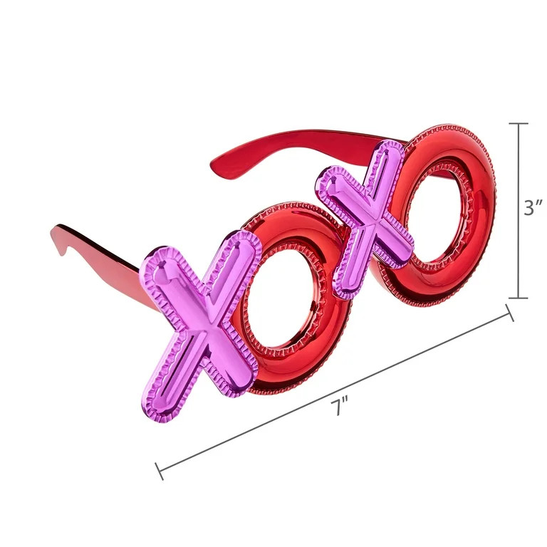 XOXO Costume Glasses for Adults, Red and Pink, Valentine's Day by Way To Celebrate | Walmart (US)