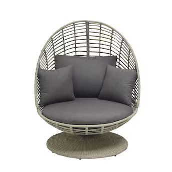 Origin 21 Venza Wicker Beige Steel Frame Swivel Egg Chair with Gray Cushioned Seat Lowes.com | Lowe's
