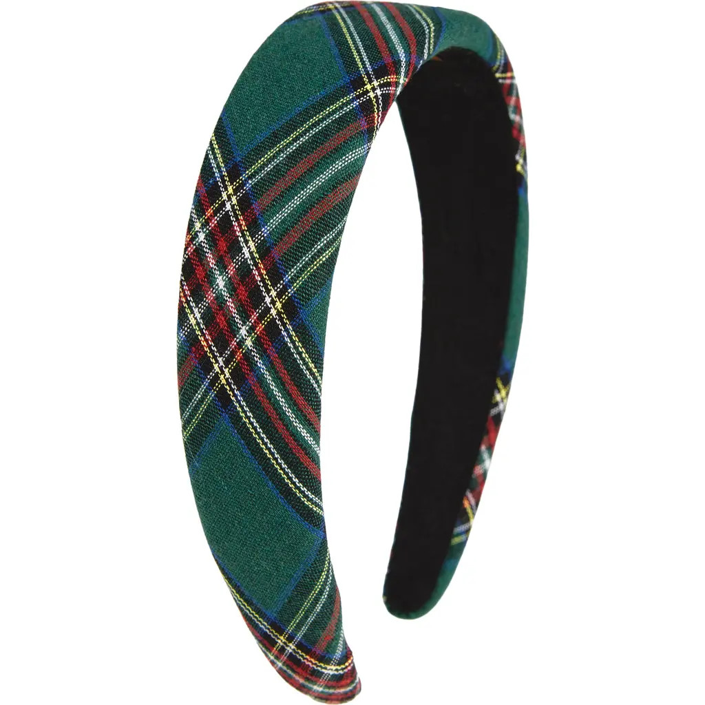 Tasha Padded Plaid Headband in Green Plaid at Nordstrom | Nordstrom