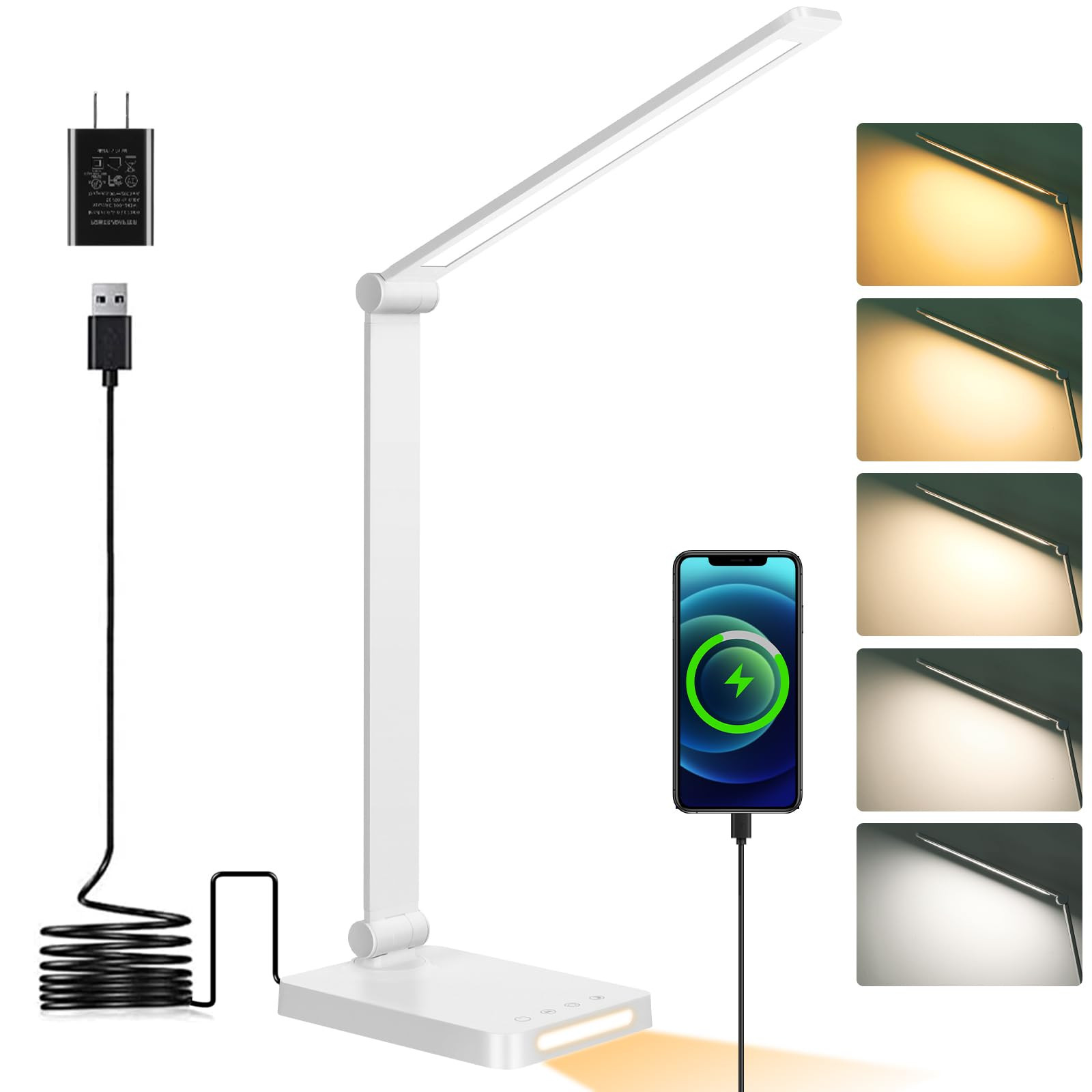 Dott Arts LED Desk Lamp with USB Ports, Touch Control, 5 Color Modes, 3 Brightness Levels, Foldab... | Amazon (US)