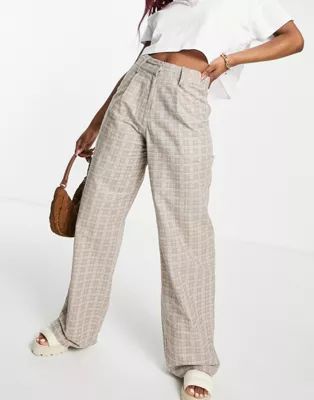 Motel high waisted wide leg trousers in check co-ord | ASOS (Global)