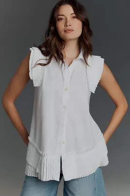 By Anthropologie Sleeveless Pleated Blouse | Anthropologie (US)