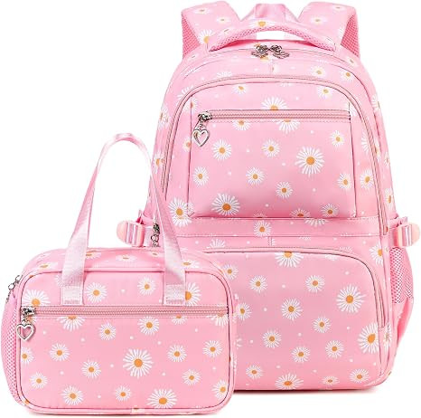 Joyfulife Daisy Print Backpack School Backpack for Girls Backpack with Lunch Box Kids Bookbags Pr... | Amazon (US)