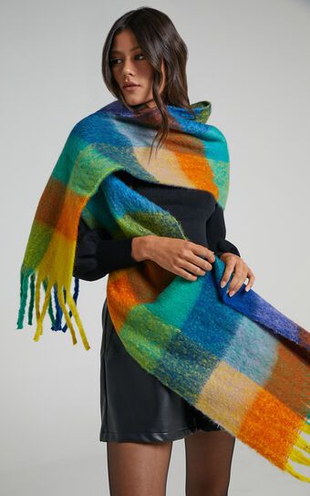 Lindsey Scarf in Bright Multi Check | Showpo (US, UK & Europe)