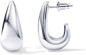 PAVOI 14K Gold Plated 925 Sterling Silver Post Statement Huggie Earrings | Gold Dome Hoop Earring... | Amazon (US)
