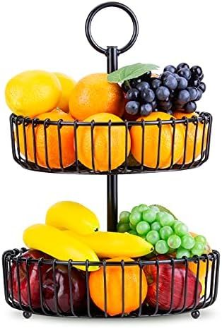 Fruit Basket - ESEOE 2 Tier Fruit Baskets for Kitchen Fruits Bowl Storage for Countertop Banana H... | Amazon (US)