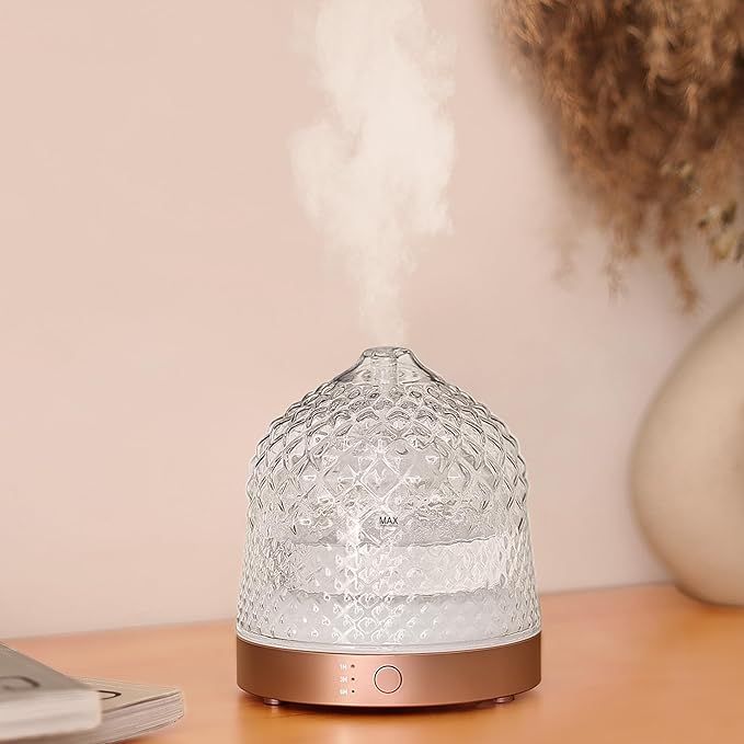 200ml Glass Reservoir Essential Oil Diffuser with Glass Dome Ultrasonic Aromatherapy Diffuser wit... | Amazon (US)