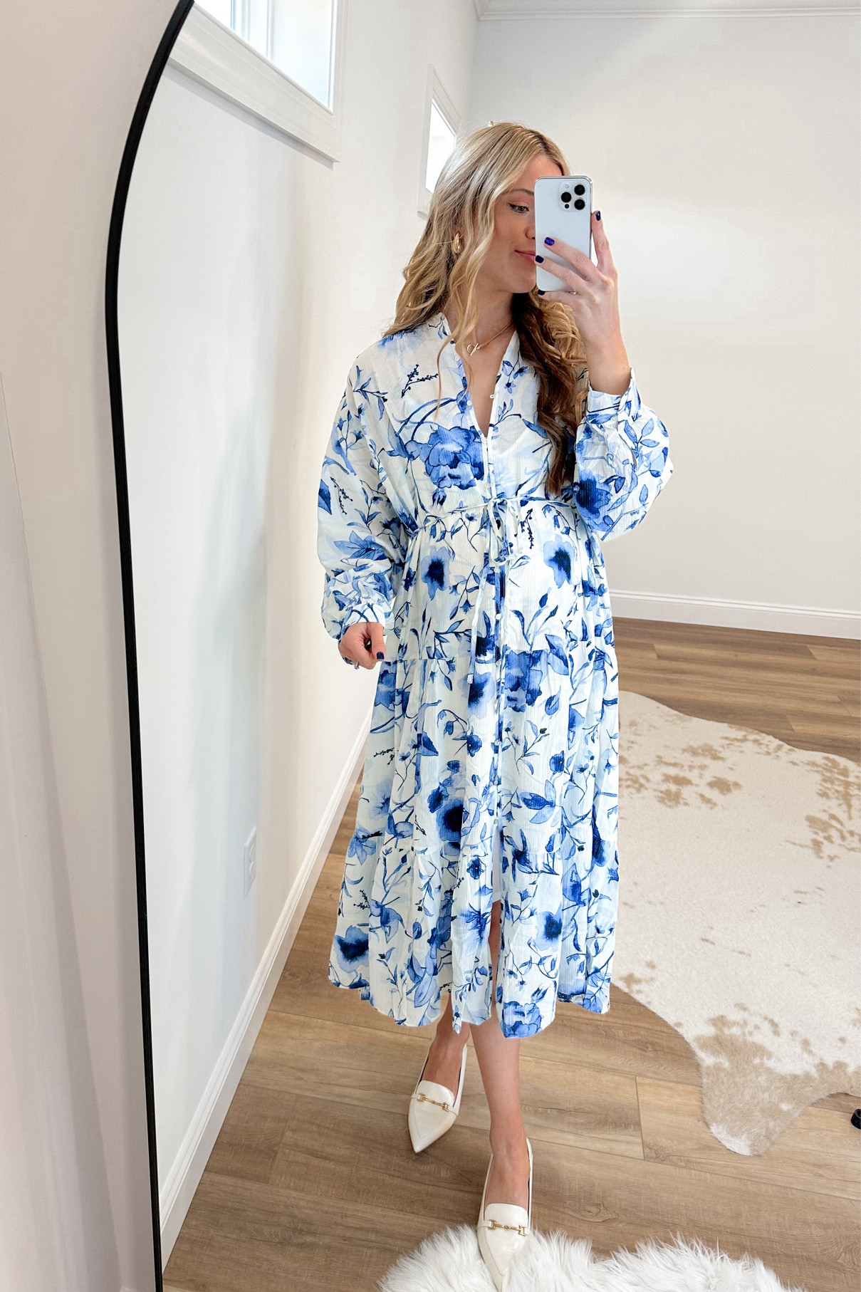 h&m oversized crinkled dress Women's White/Floral Oversized crinkled dress