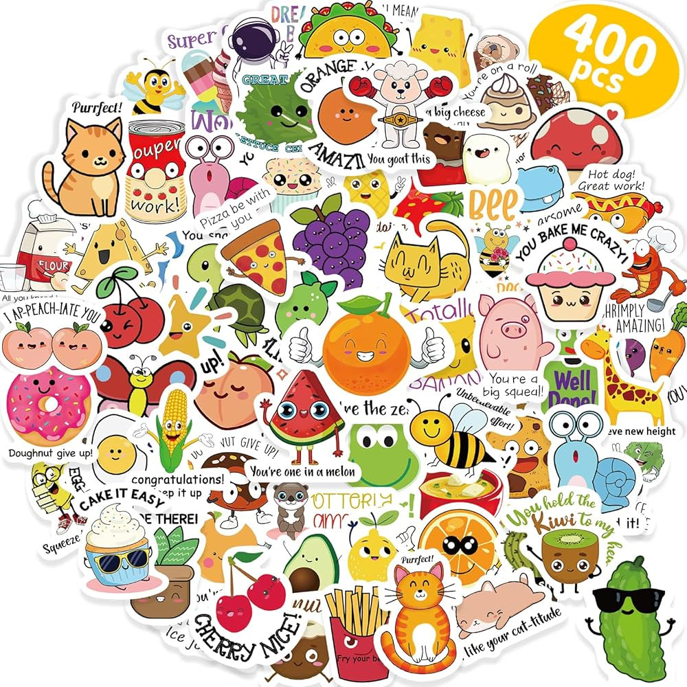 Benresive 400 Pcs Cute Stickers for Kids, Water Bottle Stickers for Kids Waterproof, 80 Styles Ka... | Amazon (US)