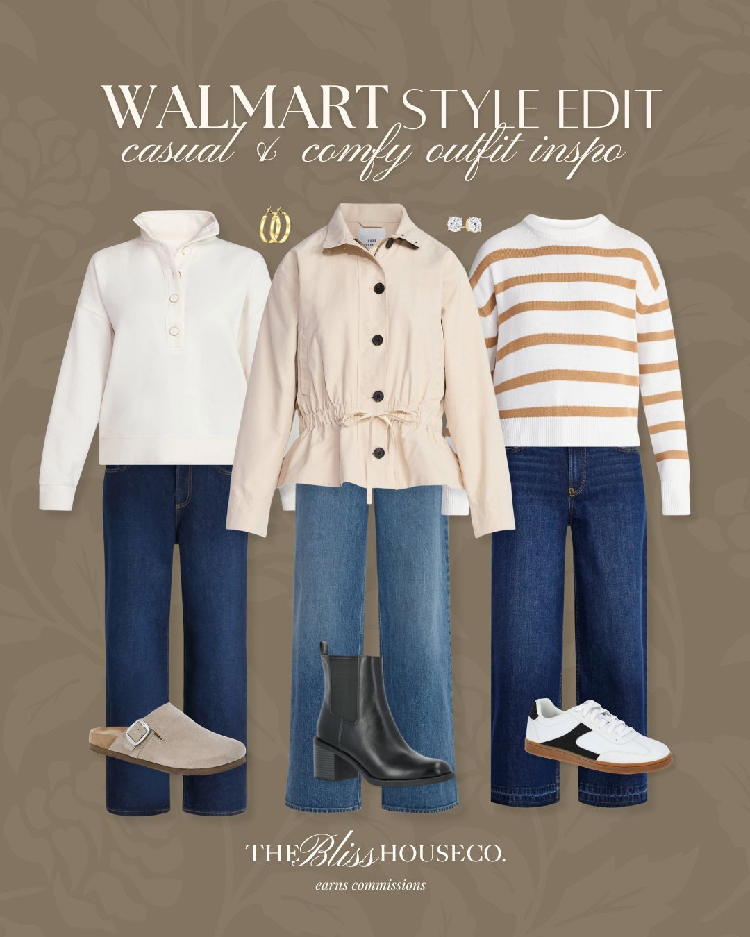 Casual and comfy outfit inspo from Walmart! Affordable women's fashion finds, winter style, jeans, sweater, jacket, sneakers, boots, winter capsule wardrobe, Walmart fashion.
 

 #LTKootd #LTKFindsUnder50