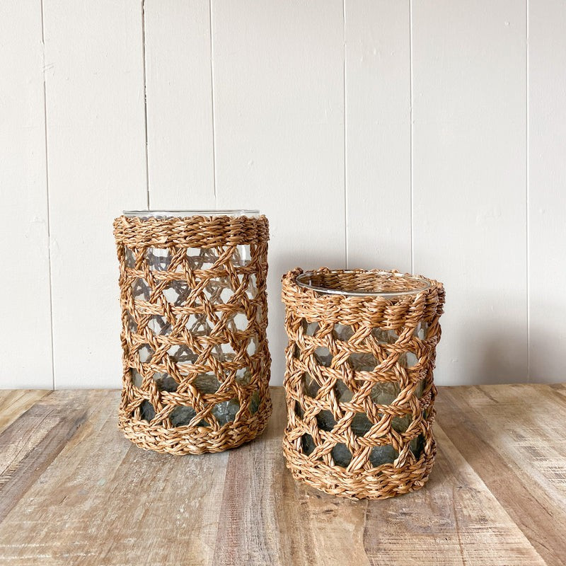 Seagrass Wrapped Lantern 2 Sizes | Purple Rose Home