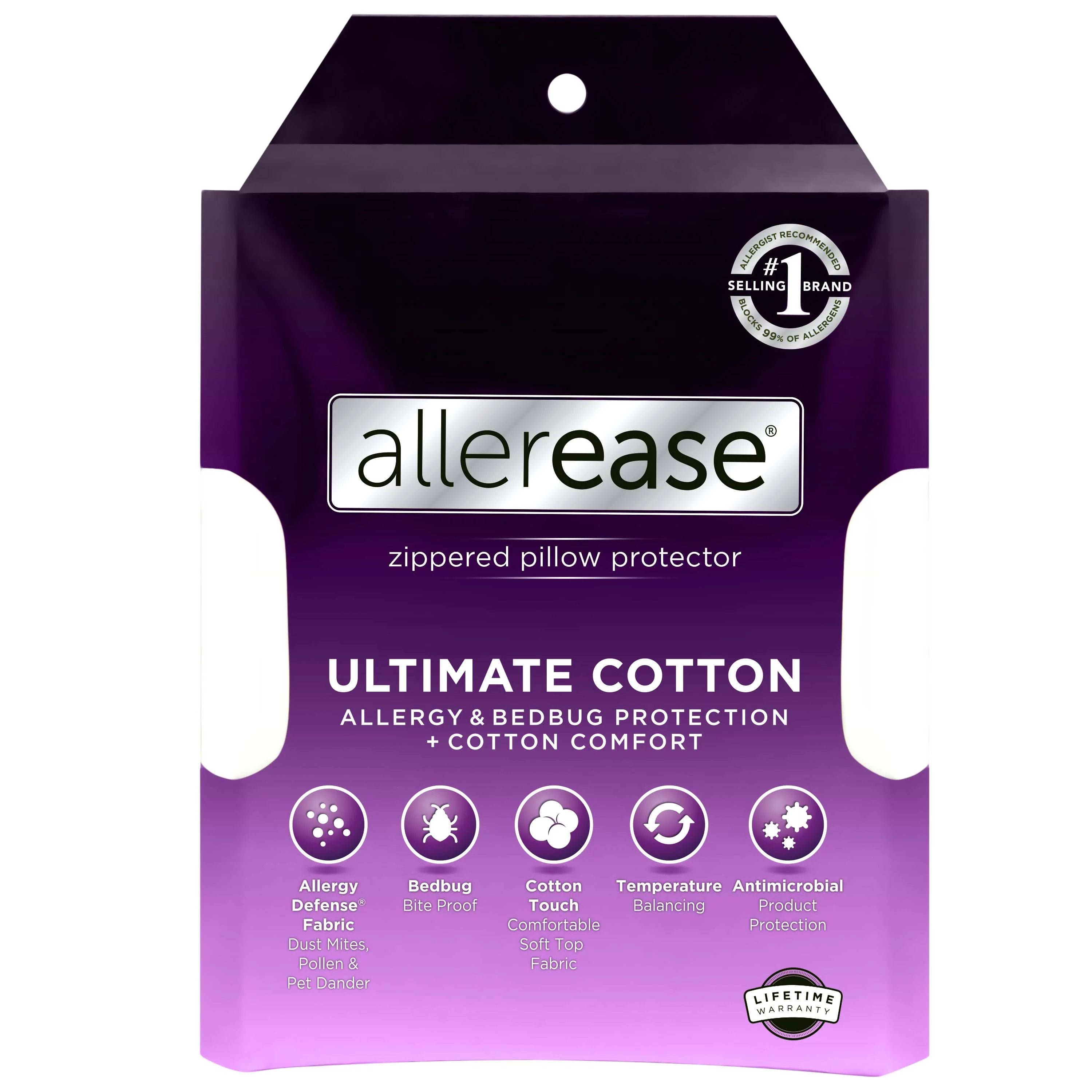 Allerease Ultimate Cotton Zippered Pillow Protector, Standard/Queen | Walmart (US)