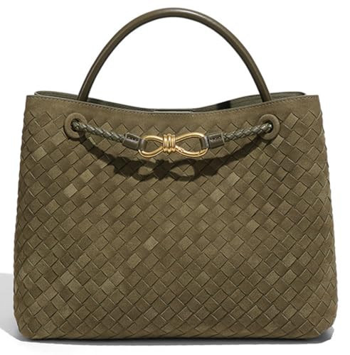 Suede Woven Tote Bag for Women Retro Woven Bag Handbag Bow Shoulder Satchel Suede Crossbody Purse Top Handle Tote Handbags | Amazon (US)