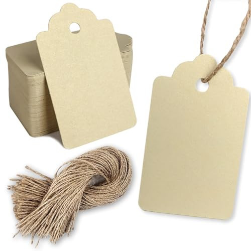 PH PERKHOMY 180 Pcs Gold Paper Gift Tags with String, Blank Price Tags for Gifts Crafts Wedding Christmas, Light Gold | Amazon (US)