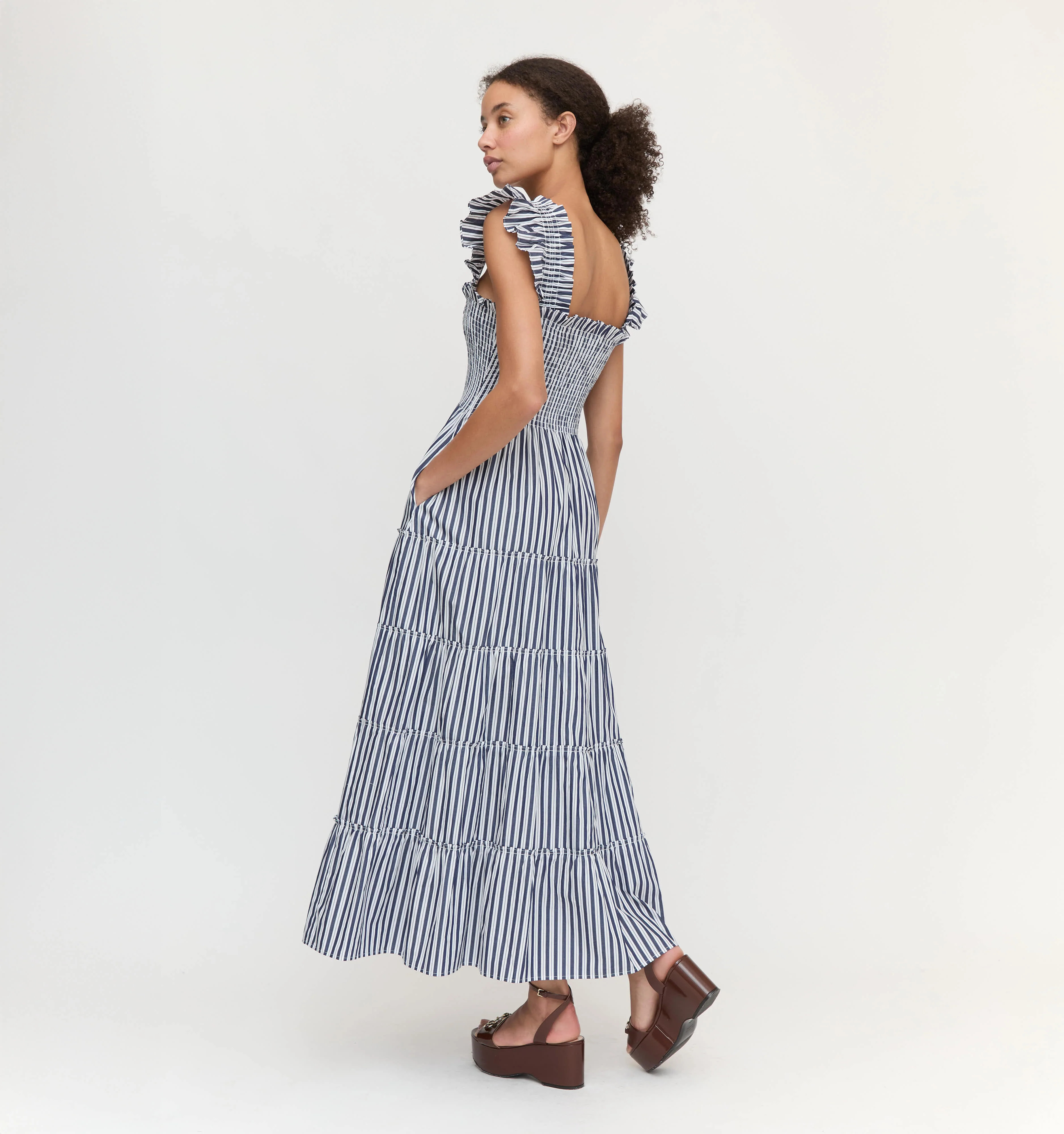 The Ellie Maxi Nap Dress - Navy Stripe | Hill House Home US